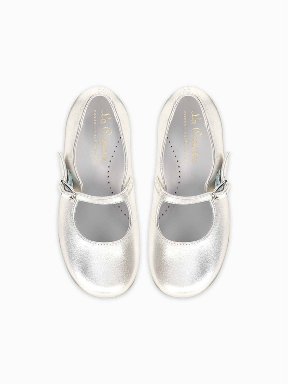 La Coqueta Silver Leather Mary Jane Shoes Girls EU 25 Soft Nappa Leather